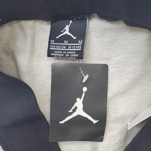 Jordan Sweat Shorts Boys Medium‎ Gray Solid Cuffed Ankle Tie Waist Pony Logo - Picture 7 of 8